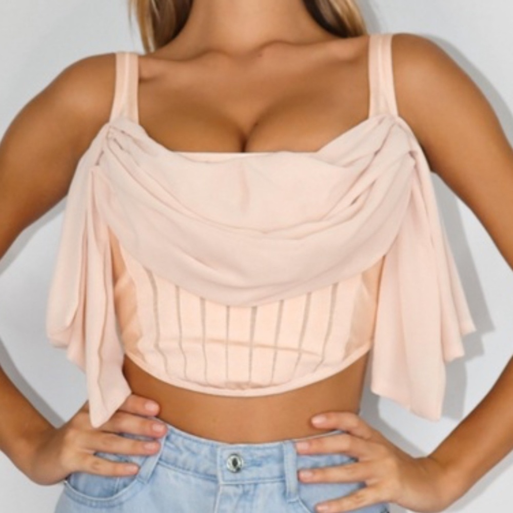 Blush Peach Bandage Corset Crop Top - Missguided